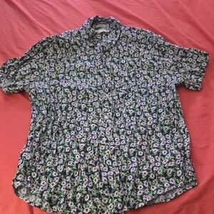 Men's Floral Button-Down Shirt - Green